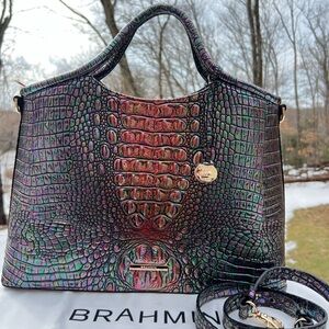 BRAHMIN ELAINE MELBOURNE EMBOSSED LARGE LEATHER BAG